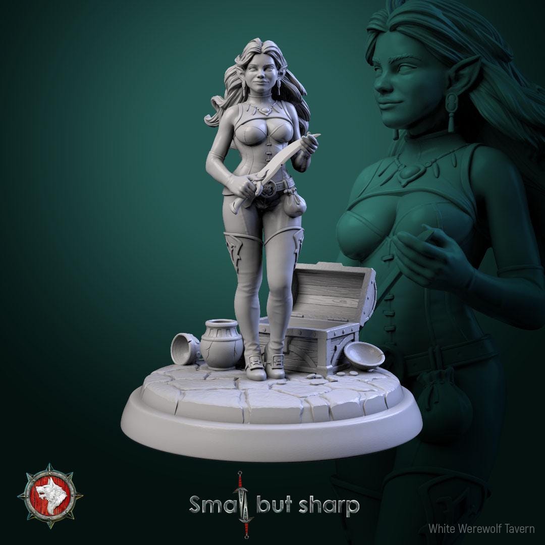 Halfling Thieves | TABLETOP SCALE | TTRPG D&D Miniature | White Werewolf Tavern