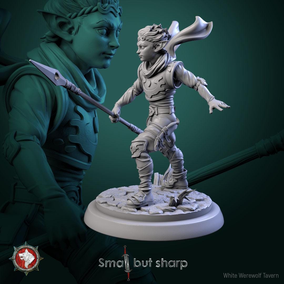 Halfling Warriors | TABLETOP SCALE | TTRPG D&D Miniature | White Werewolf Tavern
