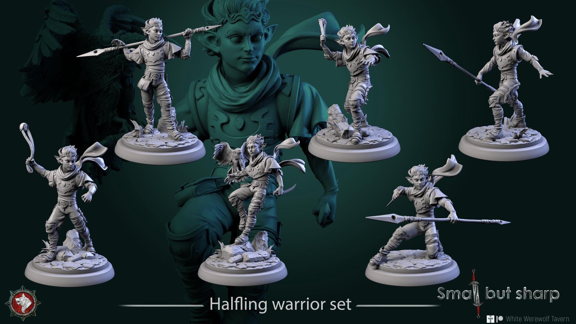 Halfling Warriors | TABLETOP SCALE | TTRPG D&D Miniature | White Werewolf Tavern