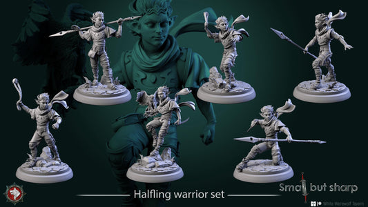 Halfling Warriors | TABLETOP SCALE | TTRPG D&D Miniature | White Werewolf Tavern