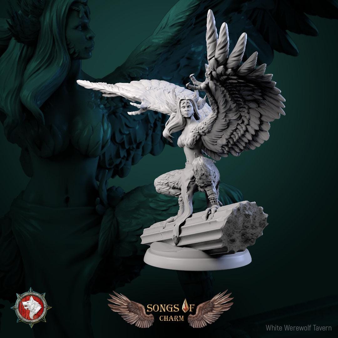 Harpies | TABLETOP SCALE | TTRPG D&D Miniature | White Werewolf Tavern