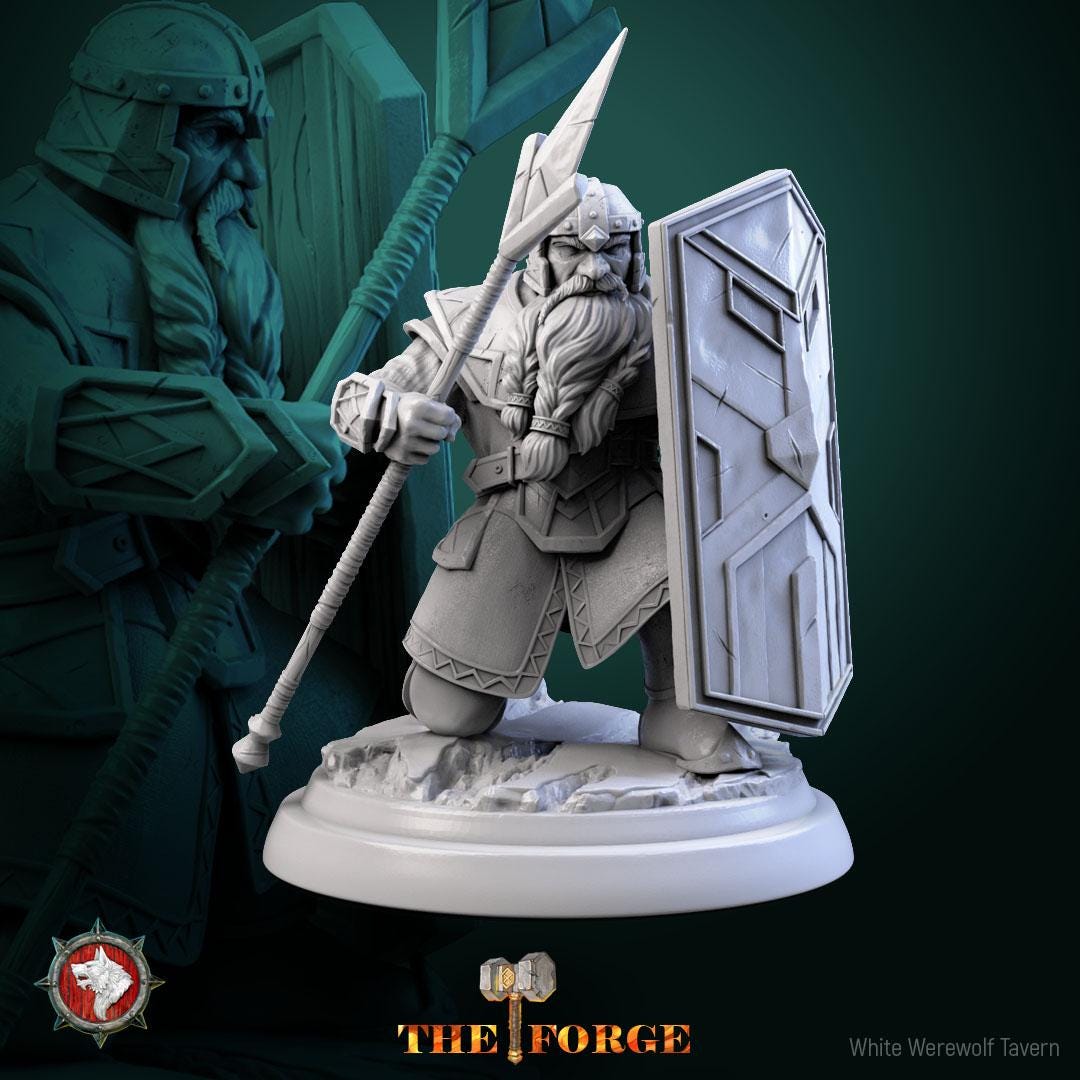 Heavy Armored Dwarves | TABLETOP SCALE | TTRPG D&D Miniature | White Werewolf Tavern