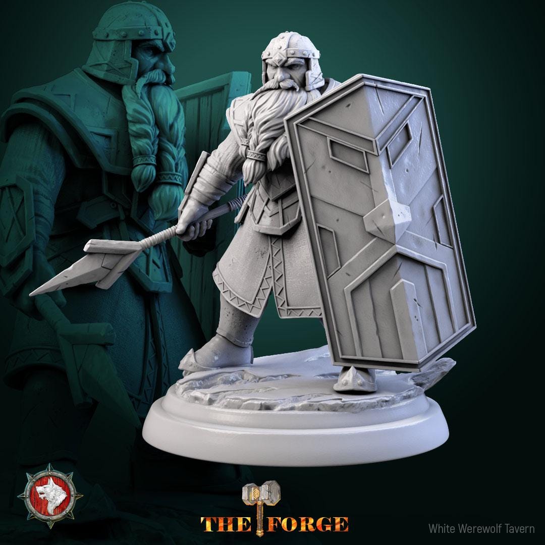 Heavy Armored Dwarves | TABLETOP SCALE | TTRPG D&D Miniature | White Werewolf Tavern