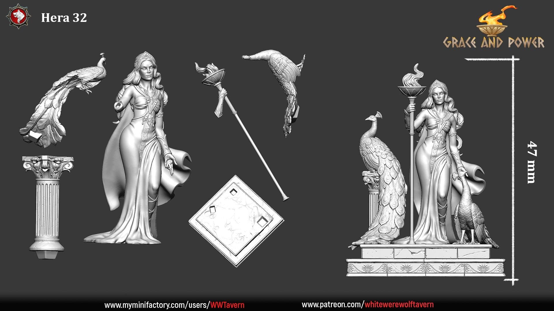 Hera | TABLETOP SCALE | D&D TTRPG Miniature | White Werewolf Tavern