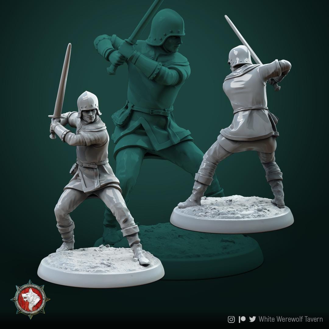 Human Militia | TABLETOP SCALE | TTRPG D&D Miniature | White Werewolf Tavern