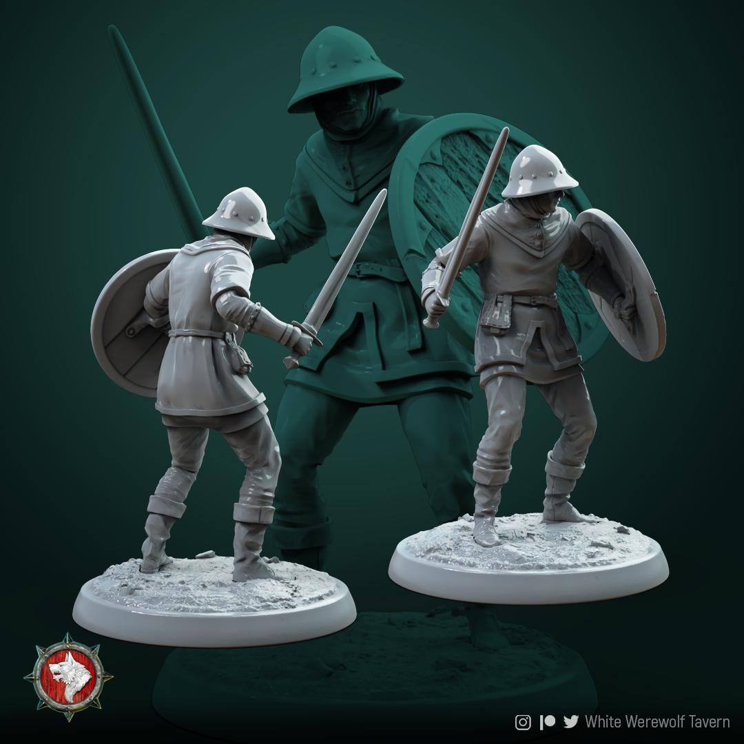 Human Militia | TABLETOP SCALE | TTRPG D&D Miniature | White Werewolf Tavern