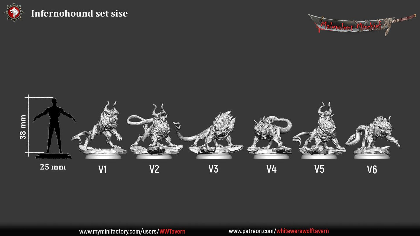 Infernohounds | TABLETOP SCALE | TTRPG D&D Miniature | White Werewolf Tavern