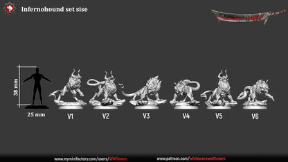 Infernohounds | TABLETOP SCALE | TTRPG D&D Miniature | White Werewolf Tavern