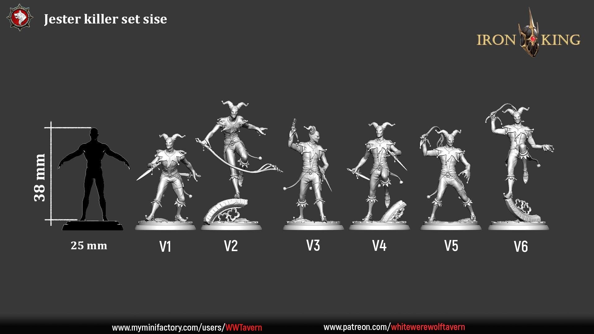 Jester Killers | TABLETOP SCALE | TTRPG D&D Miniature | White Werewolf Tavern