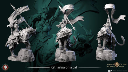 Katharina on a Cat | TABLETOP SCALE | TTRPG D&D Miniature | White Werewolf Tavern