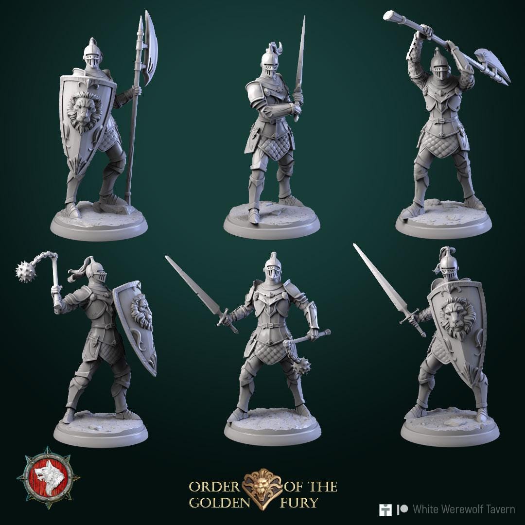 Knights | TABLETOP SCALE | TTRPG D&D Miniature | White Werewolf Tavern