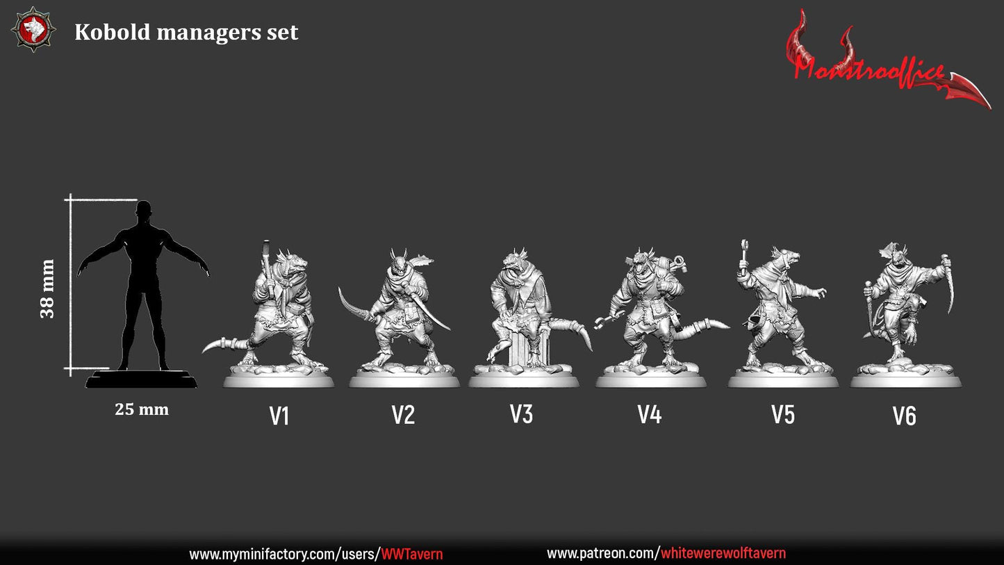Kobold Managers | TABLETOP SCALE | TTRPG D&D Miniature | White Werewolf Tavern