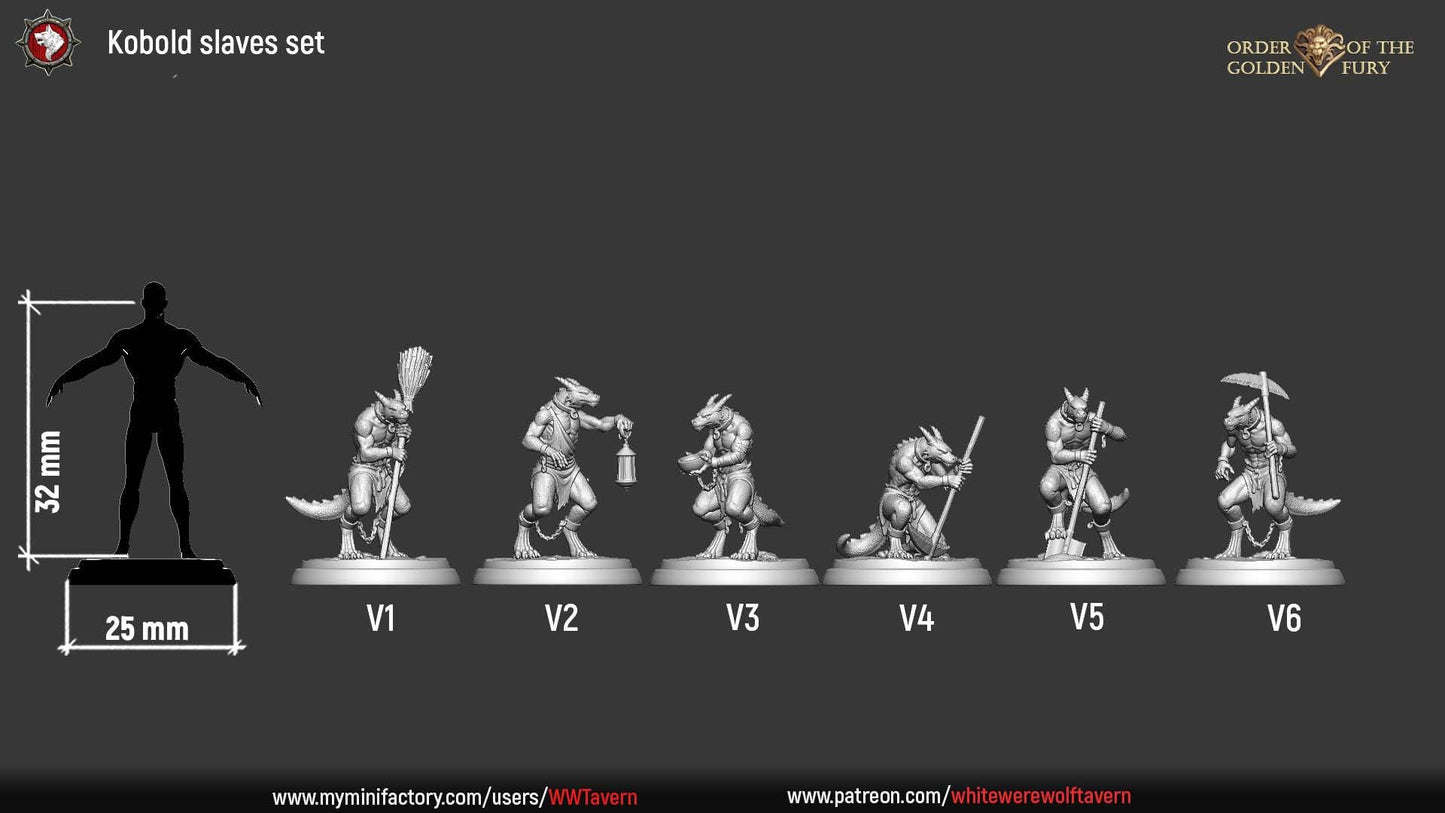 Kobold Slaves | TABLETOP SCALE | TTRPG D&D Miniature | White Werewolf Tavern