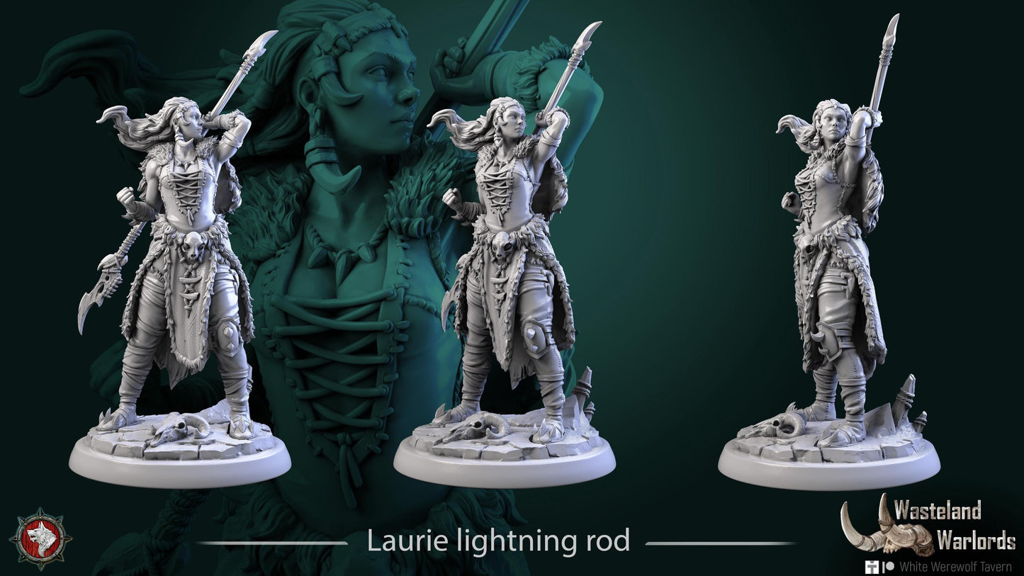 Laurie Lightning Rod | TABLETOP SCALE | TTRPG Miniature | White Werewolf Tavern
