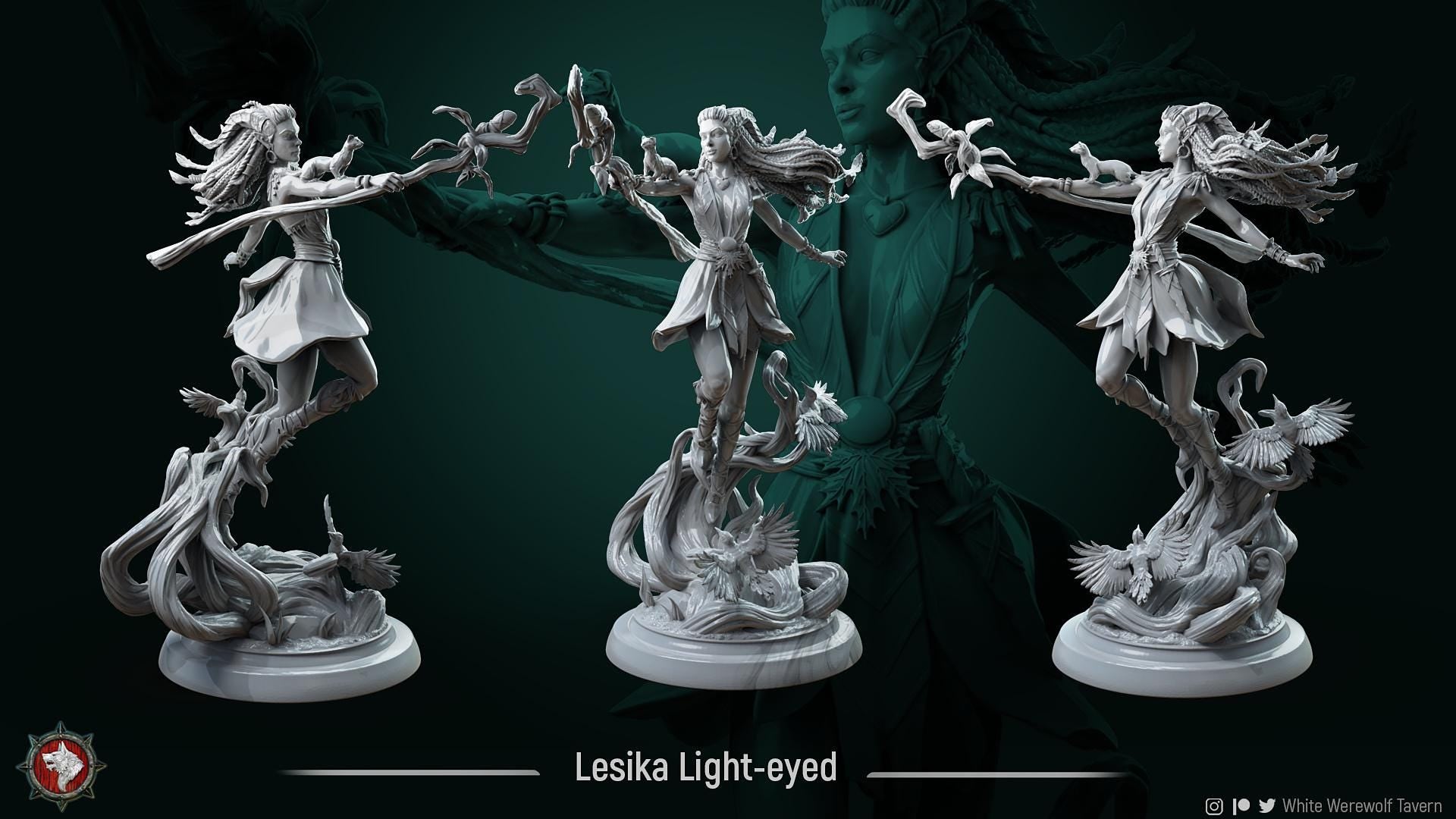 Lesika Light-eyed | TTRPG D&D Miniature | White Werewolf Tavern