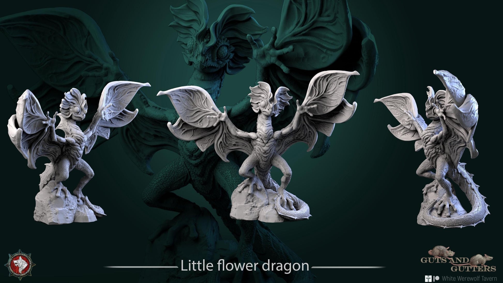 Little Flower Dragon | TABLETOP SCALE | TTRPG D&D Miniature | White Werewolf Tavern
