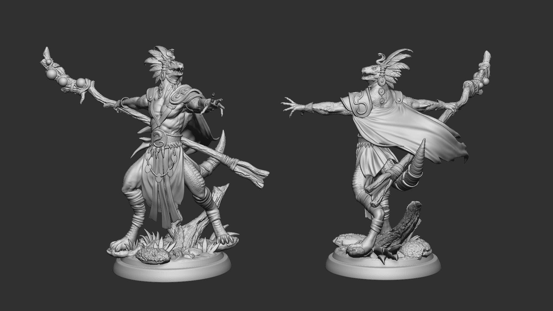 Lizard Sorcerer | TABLETOP SCALE | TTRPG D&D Miniature | White Werewolf Tavern