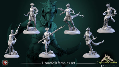 Lizardfolk Females | TABLETOP SCALE | TTRPG D&D Miniature | White Werewolf Tavern