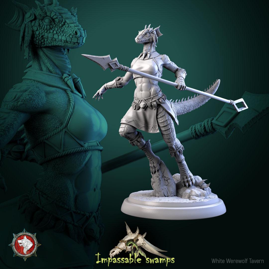 Lizardfolk Females | TABLETOP SCALE | TTRPG D&D Miniature | White Werewolf Tavern