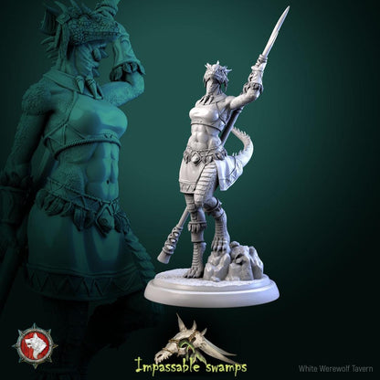 Lizardfolk Females | TABLETOP SCALE | TTRPG D&D Miniature | White Werewolf Tavern