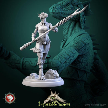 Lizardfolk Females | TABLETOP SCALE | TTRPG D&D Miniature | White Werewolf Tavern