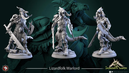 Lizardfolk Warlord | TABLETOP SCALE | TTRPG D&D Miniature | White Werewolf Tavern