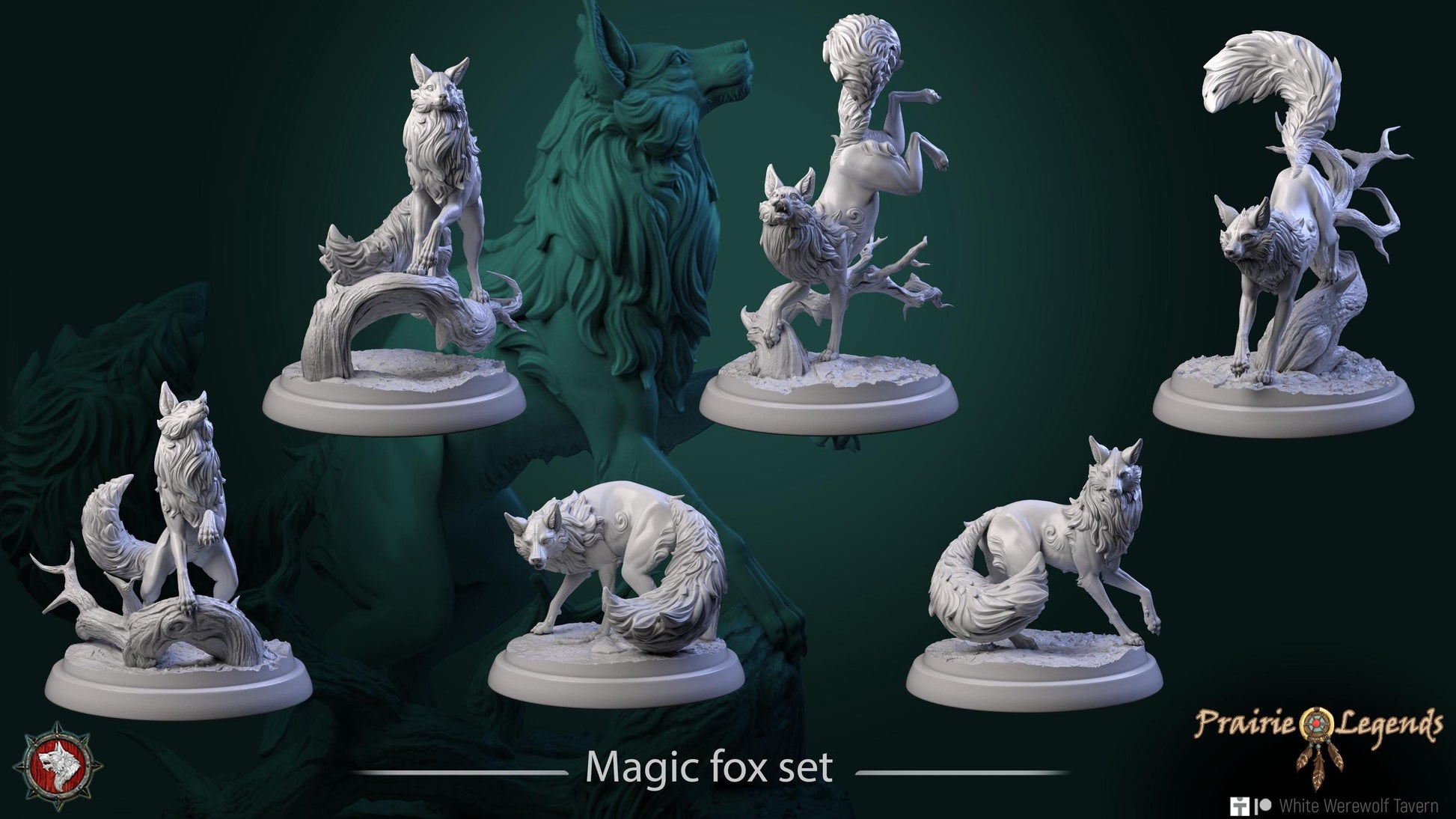 Magic Foxes | TABLETOP SCALE | TTRPG D&D Miniature | White Werewolf Tavern