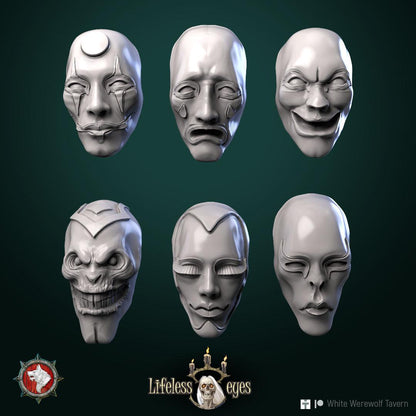 Masks, set of 6 | TABLETOP SCALE | TTRPG D&D Miniature | White Werewolf Tavern