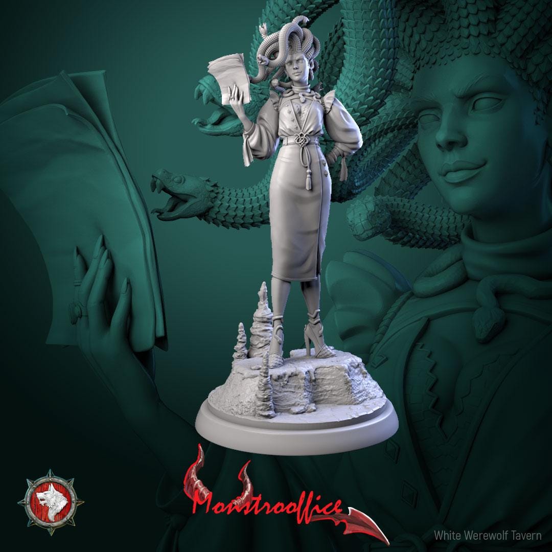 Medusa Director | TABLETOP SCALE | TTRPG D&D Miniature | White Werewolf Tavern
