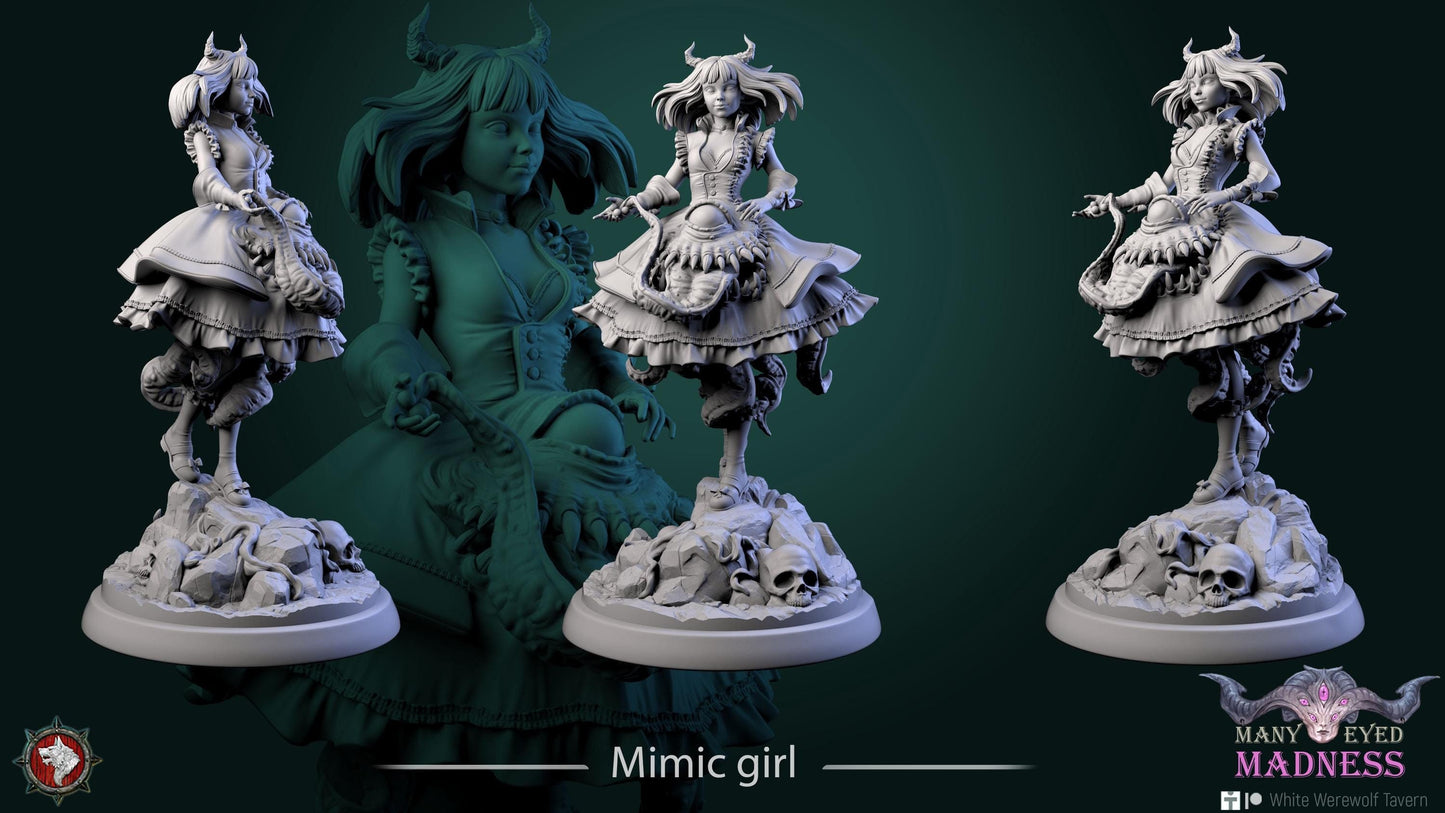 Mimic Girl | TABLETOP SCALE | TTRPG D&D Miniature | White Werewolf Tavern
