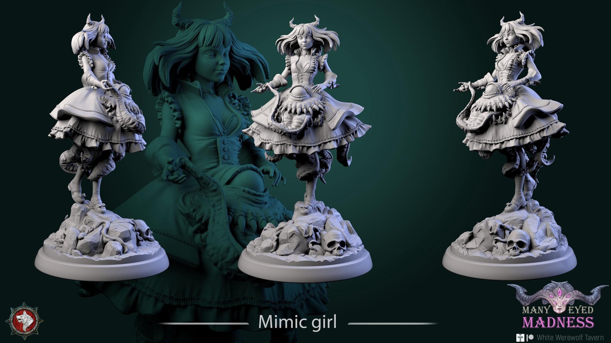 Mimic Girl | TABLETOP SCALE | TTRPG D&D Miniature | White Werewolf Tavern