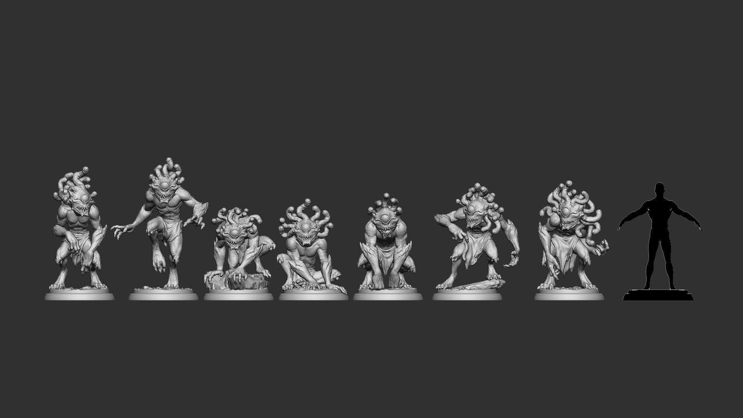 Morhpeyes, Beholder Humanoids | TABLETOP SCALE | TTRPG D&D Miniature | White Werewolf Tavern