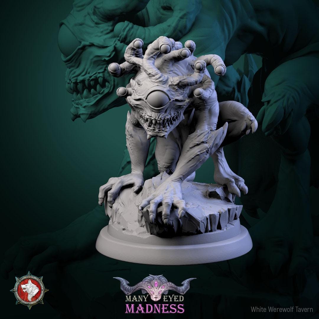 Morhpeyes, Beholder Humanoids | TABLETOP SCALE | TTRPG D&D Miniature | White Werewolf Tavern