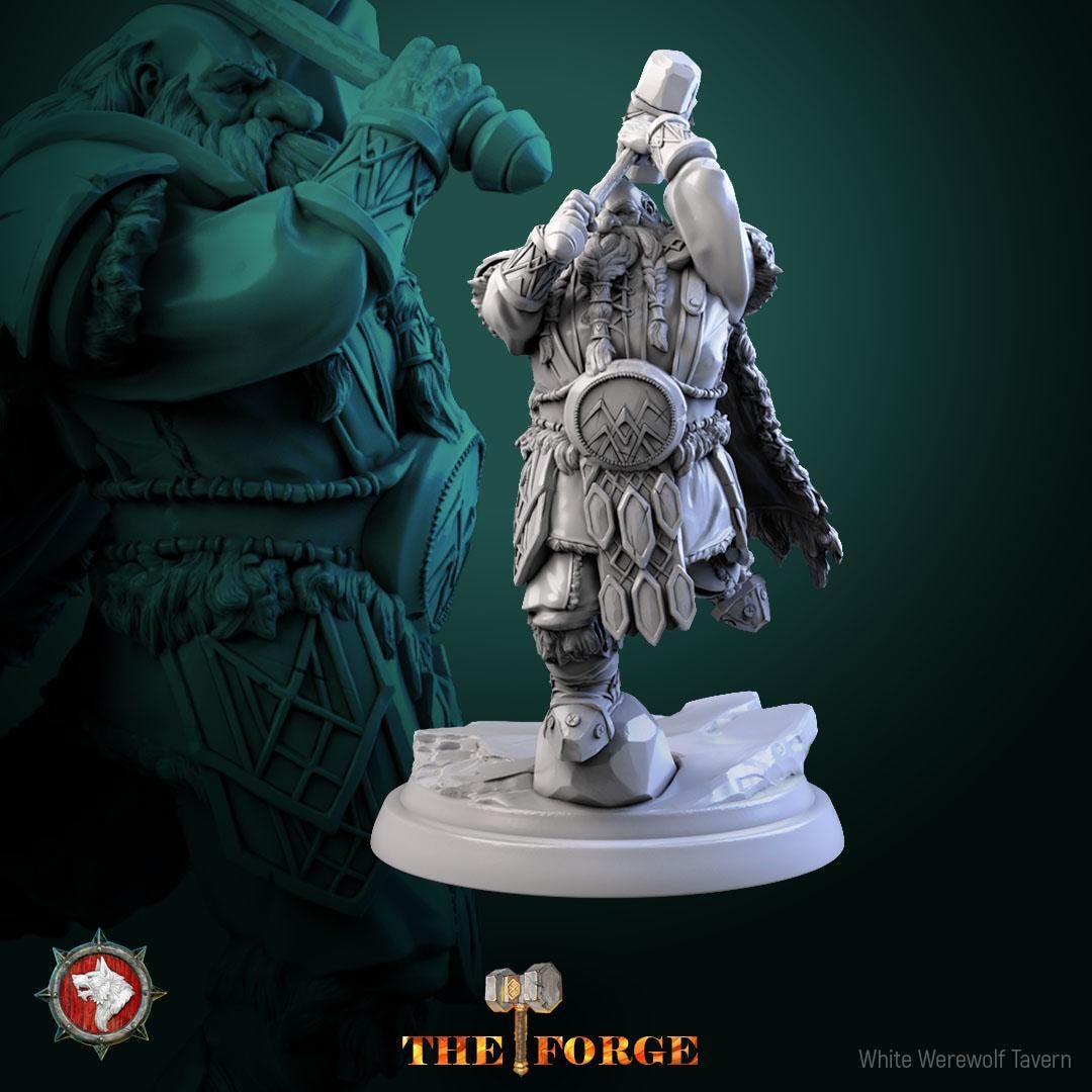 Mountain Dwarf Warriors | TABLETOP SCALE | TTRPG D&D Miniature | White Werewolf Tavern