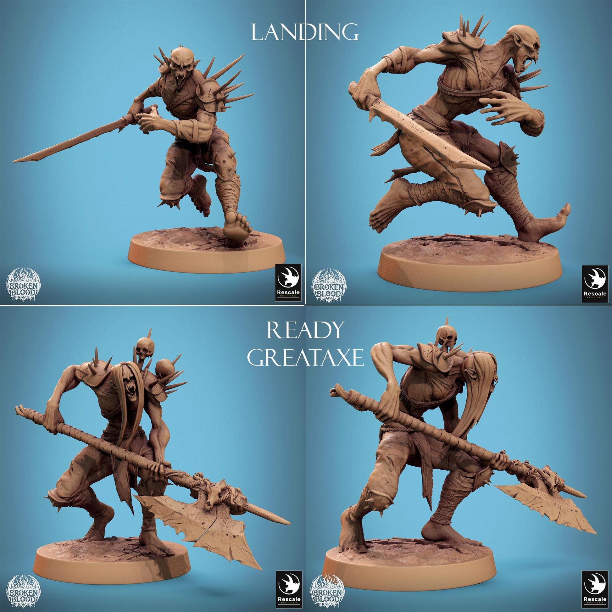 Ghoul Ravager, Broken Blood Undead Ghoul Warband | TABLETOP SCALE | D&D TTRPG Monster Miniature | Rescale Miniatures