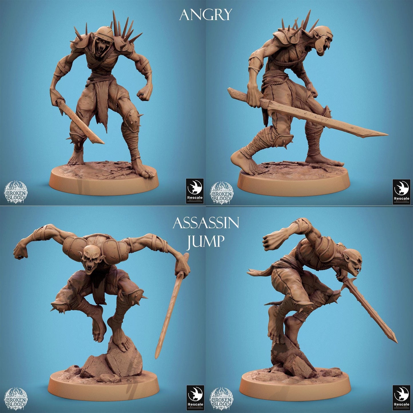 Ghoul Ravager, Broken Blood Undead Ghoul Warband | TABLETOP SCALE | D&D TTRPG Monster Miniature | Rescale Miniatures