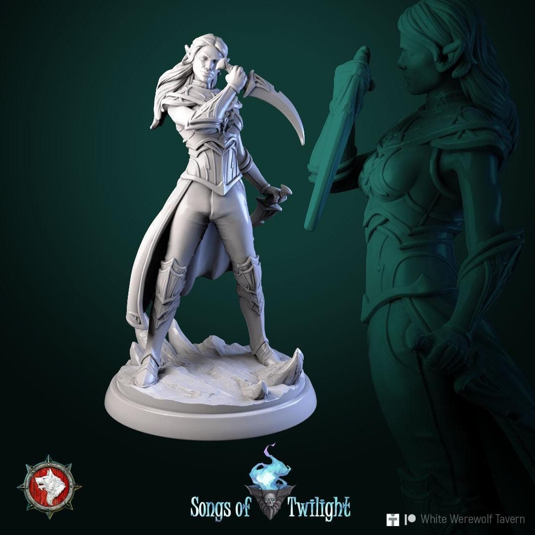 Drow Warriors, Females | TABLETOP SCALE | TTRPG Miniature | White Werewolf Tavern