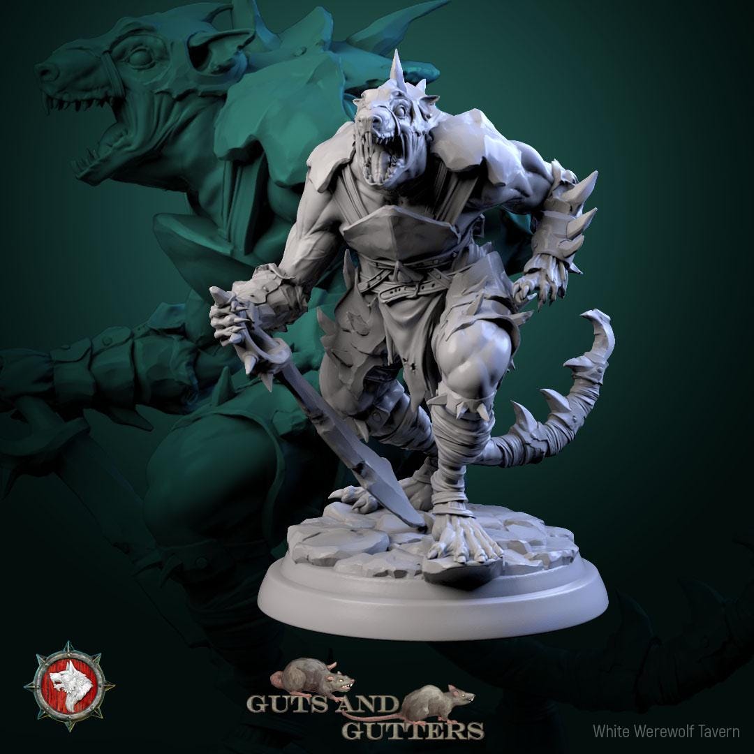 Mutant Rats | TABLETOP SCALE | TTRPG D&D Miniature | White Werewolf Tavern