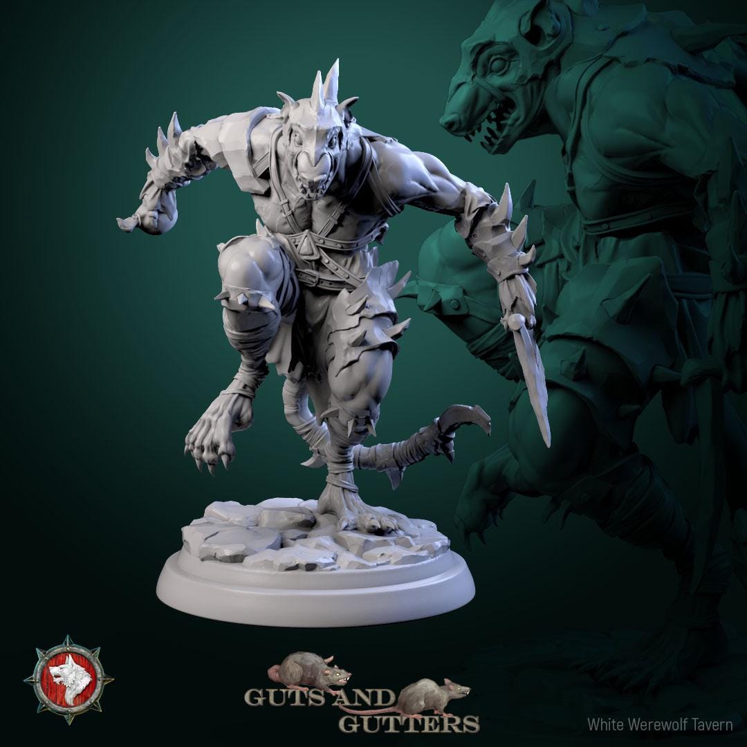 Mutant Rats | TABLETOP SCALE | TTRPG D&D Miniature | White Werewolf Tavern