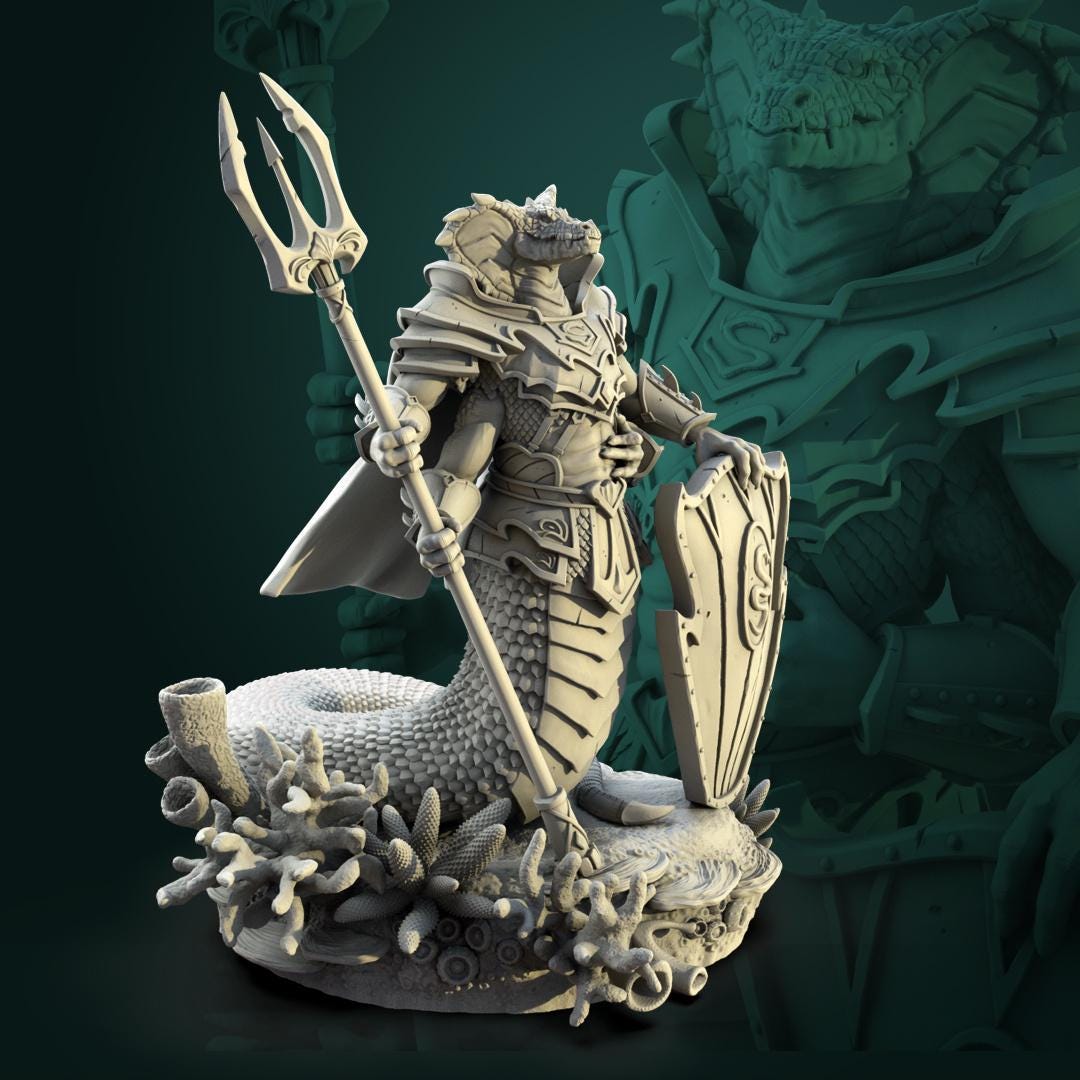 Naga Guardian | TABLETOP SCALE | TTRPG D&D Miniature | White Werewolf Tavern