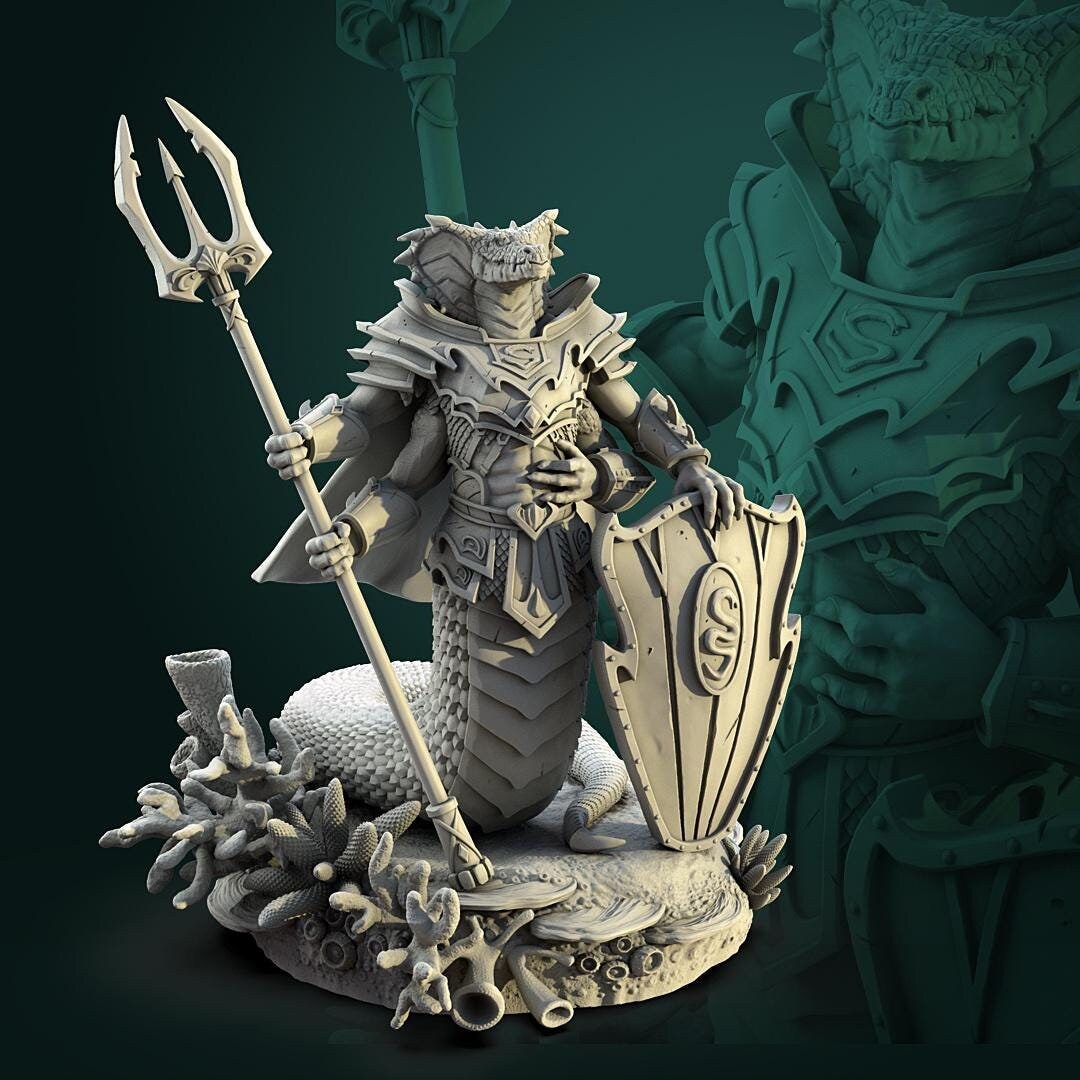 Naga Guardian | TABLETOP SCALE | TTRPG D&D Miniature | White Werewolf Tavern