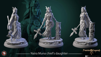 Naira Muna Chief’s Daughter | TTRPG Miniature | White Werewolf Tavern | Unpainted, Unplated Resin 8k