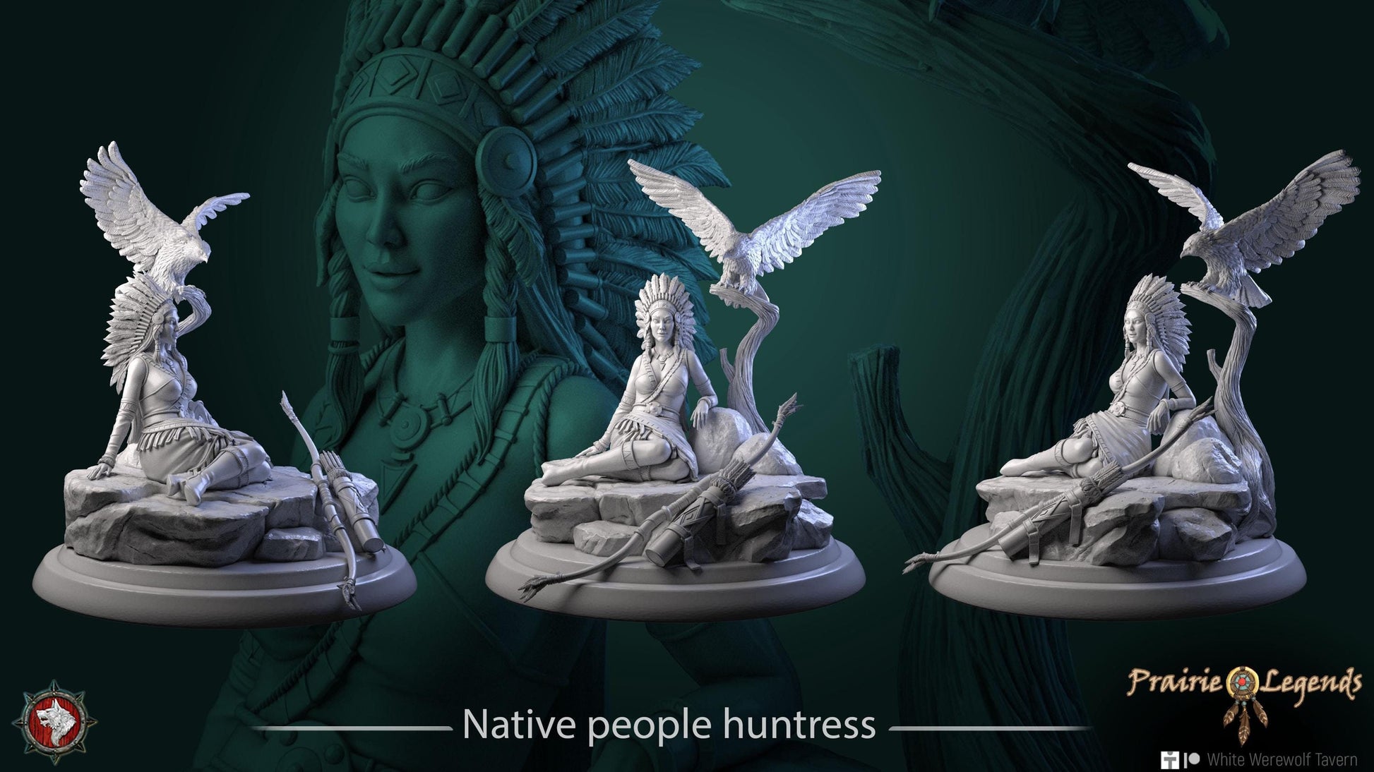 Native People Huntress | D&D TTRPG Miniature | White Werewolf Tavern
