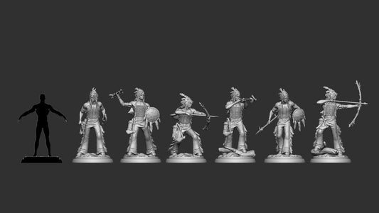 Native People Warriors | TABLETOP SCALE | TTRPG D&D Miniature | White Werewolf Tavern