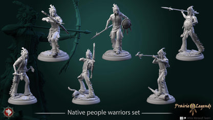 Native People Warriors | TABLETOP SCALE | TTRPG D&D Miniature | White Werewolf Tavern