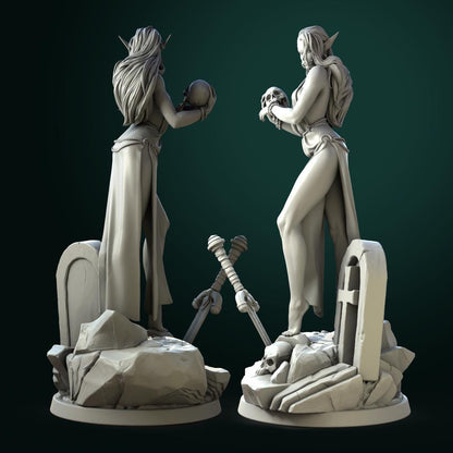 Necromancer | D&D TTRPG Miniature | White Werewolf Tavern | Unpainted, Unplated Resin 8k