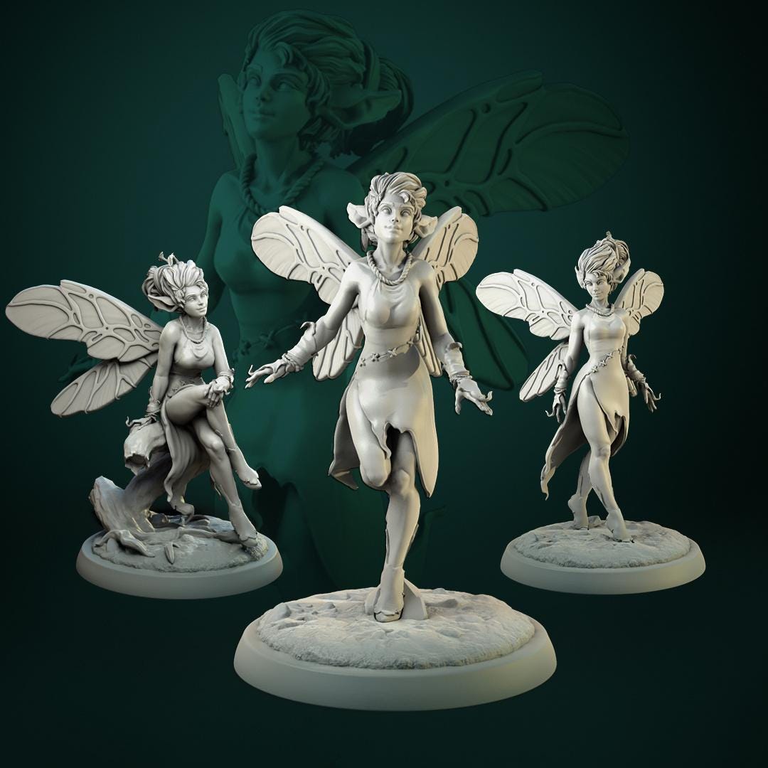 Pixies, Fairies | Tabletop & Display Scale | D&D TTRPG Miniature | White Werewolf Tavern