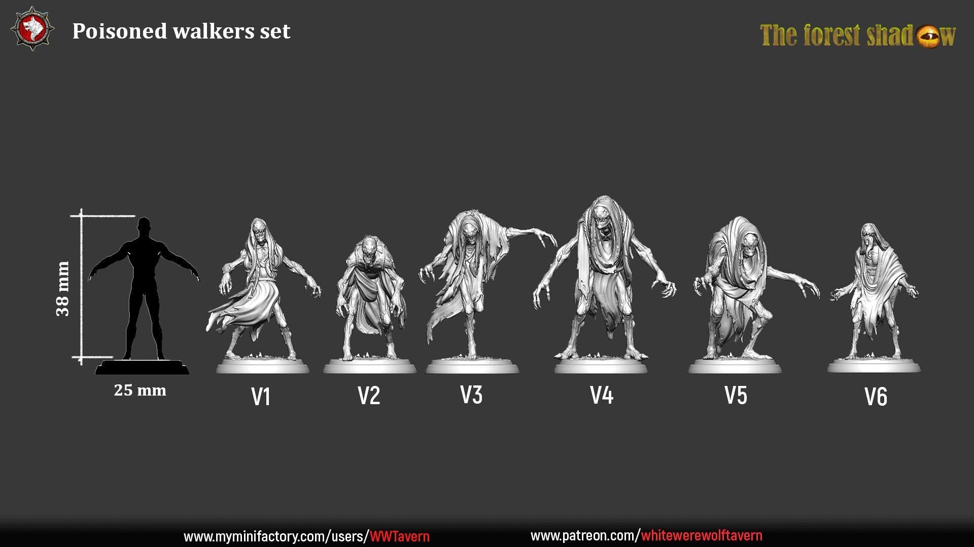 Poisoned Walkers | TABLETOP SCALE | TTRPG D&D Miniature | White Werewolf Tavern