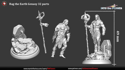 Rag the Earth Genasi | D&D TTRPG Miniature | White Werewolf Tavern