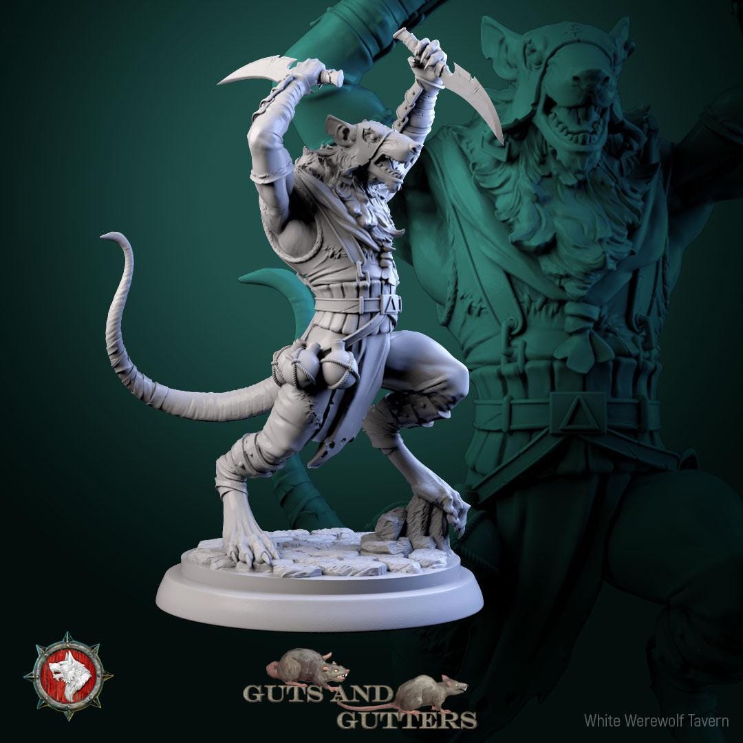 Rogue Rats | TABLETOP SCALE | TTRPG D&D Miniature | White Werewolf Tavern